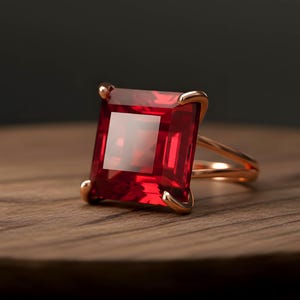 Pink Tourmaline Square Princess Cut Ring · 18k Gold Vermeil Jewelry · October Birthstone image 12