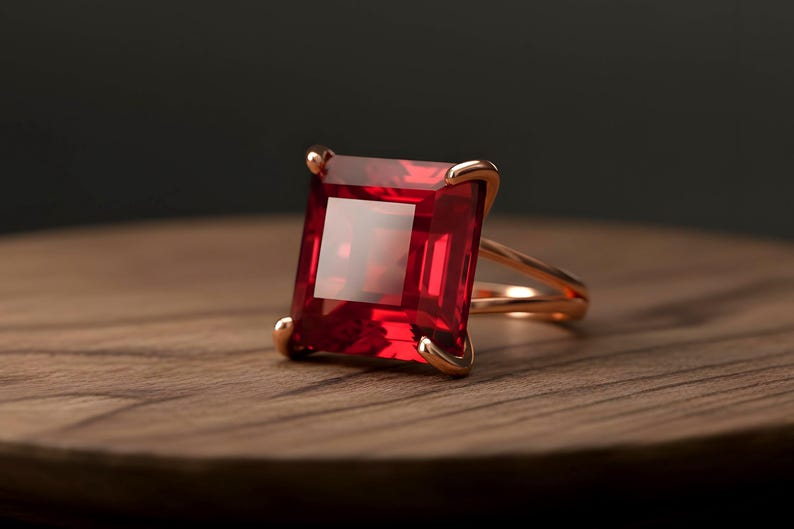 Pink Tourmaline Square Princess Cut Ring · 18k Gold Vermeil Jewelry · October Birthstone image 12