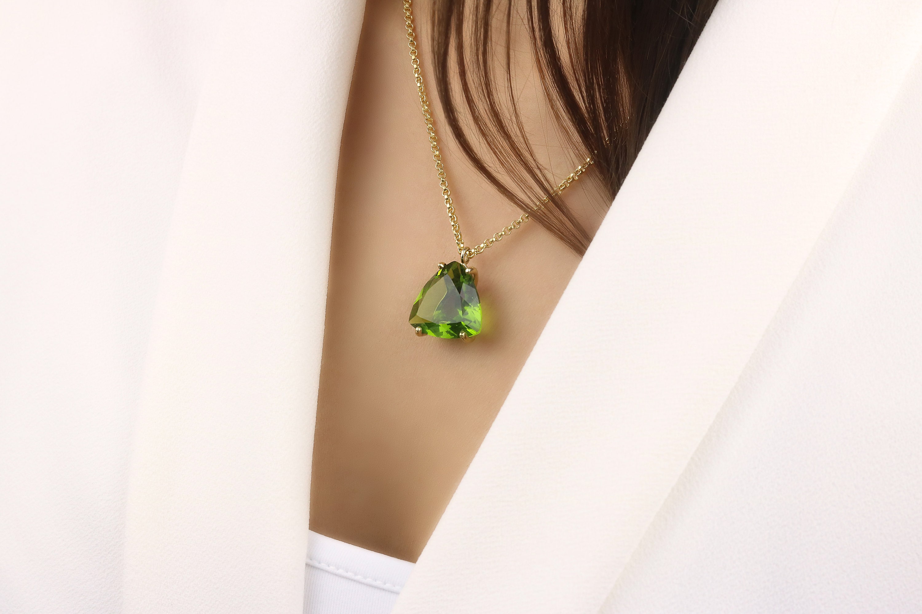 Buy Gold Peridot Pendant · Trillion Pendant Necklace · Green