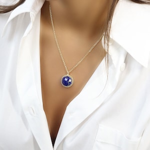 Lapis Lazuli Pendant For Women · Lapis Necklace In Gold · Gold Filled Lapis Pendant · Long Gemstone Pendant · Comfort Stone Necklace