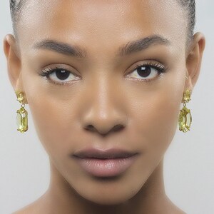Marquise Cut Earrings · Lemon Quartz Earrings · Long Bridal Earrings · 18k Vermeil Earrings · Bridal Wedding Earrings Gold image 4