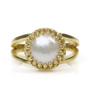 Freshwater Pearl Ring · Gold Ring · Bridal Ring · Wedding Ring · Gold Pearl Ring · Cultured Pearl Jewelry · Bridesmaid Gifts
