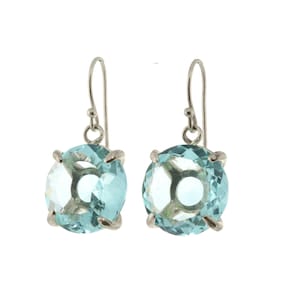 925 Sterling Silver Blue Topaz Earrings · November Birthstone Dangle Earrings · Bridal Blue Topaz Earrings · Dangle Palladium Earrings