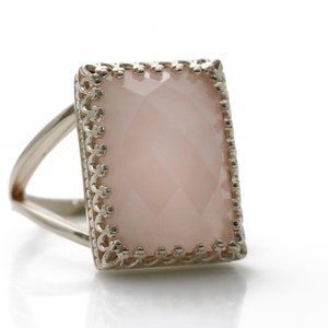 Rose Quartz Ring · Love Stone Ring · Silver Ring · Rectangular Ring · Pink Quartz Ring · Pink Ring · Semiprecious Ring