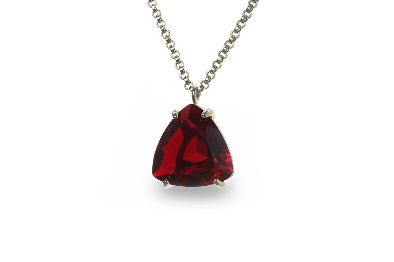 Trillion Cut Garnet Necklace Garnet Jewelry Necklace - Etsy