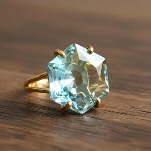 18k Rose Gold Ring · Hexagon Cut Topaz Ring · Rose Gold Vermeil Ring · November Birthstone Ring image 8