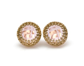 Pink Quartz Earrings · Pink Jewelry · Rose Gold Earrings · Rose Quartz Earrings · Post Earrings · Gemstone Earrings · Delicate Earrings