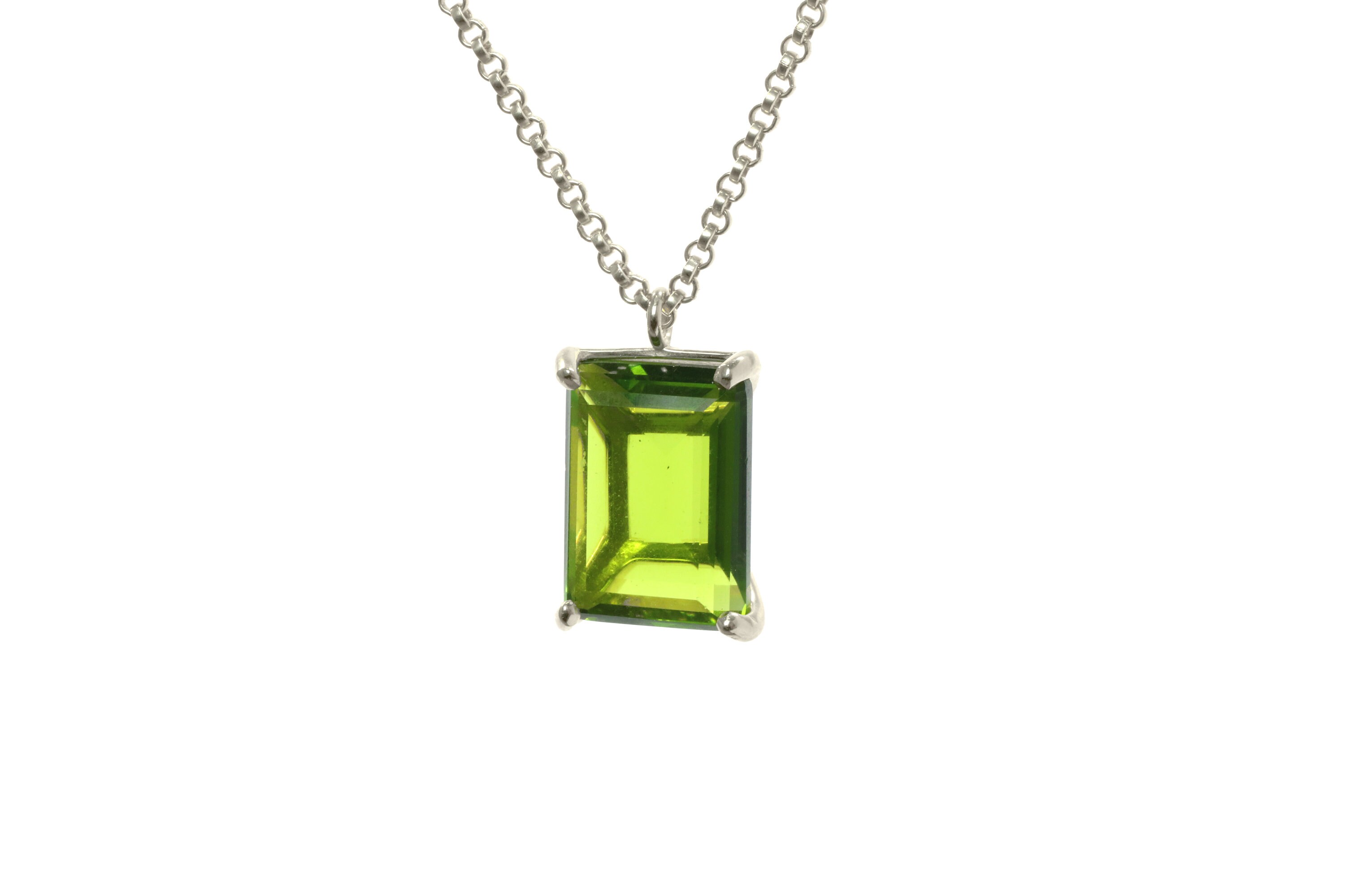 Rectangle Peridot Pendant Emerald Cut 