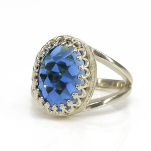 Saphir Ring · 14k Goldring · Gelber solider Goldring · Ovalschliffring · Zarter Ring · September Birthstone Ring Bild 7