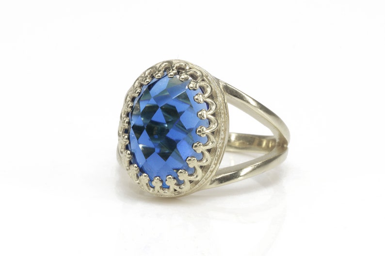 Saphir Ring · 14k Goldring · Gelber solider Goldring · Ovalschliffring · Zarter Ring · September Birthstone Ring Bild 7