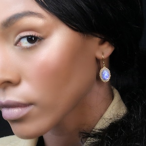 Moonstone Earrings Gold · Oval Artisan Crafted Earrings · Women Jewelry Earrings · June Birthstone Earrings For Women