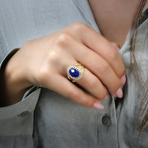 Lapis Ring · Gold Ring · September Birthstone Ring · Lapis Lazuli Ring · Gemstone Ring · Oval Ring · Good Luck Ring · Healing Ring