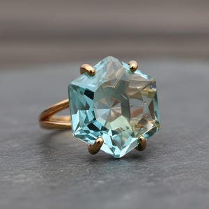 18k Rose Gold Ring · Hexagon Cut Topaz Ring · Rose Gold Vermeil Ring · November Birthstone Ring image 3