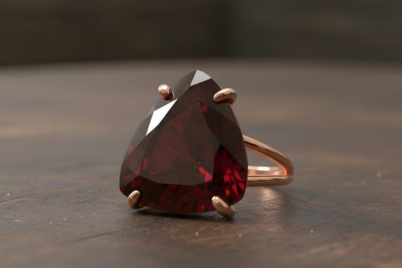 14k Rose Gold Filled Garnet Ring · Trillion Garnet Ring · Statement Ring For Women · Triangle Gem Ring · Semiprecious Ring · January Ring