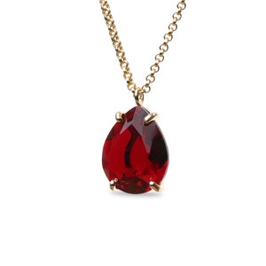 Simple Shiny Garnet Necklace · January Birthstone Necklace · Rose Gold Bridal Necklace · Custom Cut Gemstone Necklace