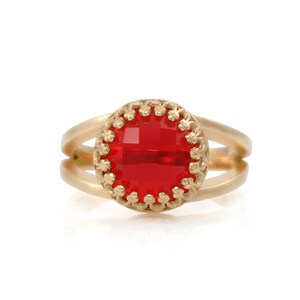 18k Rose Gold Ruby Ring · July Birthstone Ring · Faceted Ruby Ring · Red Gemstone Ring · Vintage Ring Vermeil · 24k Gold Ring