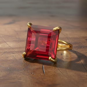Pink Tourmaline Square Princess Cut Ring · 18k Gold Vermeil Jewelry · October Birthstone image 4