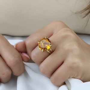 Citrine Ring November Birthstone Ring Gold Ring Gemstone Ring Citrine Jewelry Cocktail Ring Statement Ring image 1