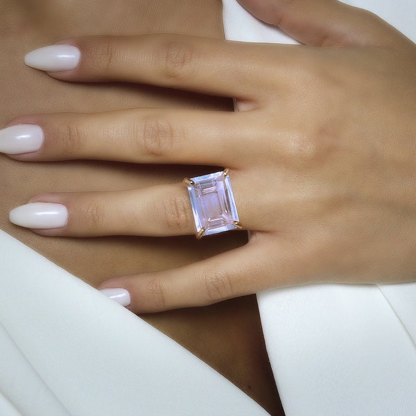Rose Gold Tanzanite Ring · Purple Blue Gemstone Ring · 18k Gold Lilach Ring · Handmade Tanzanite Ring · December Gift Ring