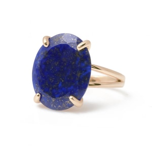 Lapis Lazuli Ring · Rose Gold Ring · Pink Gold Ring · 14k Gold Ring · Prong Ring · Gemstone Ring · September Birthstone Ring