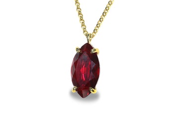 Gold Garnet Necklace · Gemstone Necklace · Marquise Necklace For Mom · January Birthstone Necklace · Jewelry For Mom