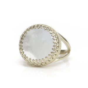 925 Silver Ring · Handmade Statement Ring · Mother Of Pearl Ring · White Gold Ring · Gifts For Mom Ring