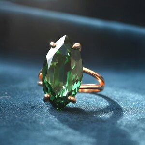 Handmade Marquise Emerald Ring · Sterling Silver Emerald Ring · May Birthstone Ring image 5