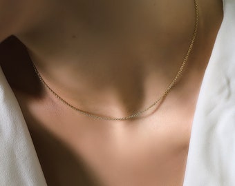 Thin Rolo Chain Necklace · Minimalist Gold Vermeil Chain · Everyday Thin Gold Chain · Customizable Layered Chain