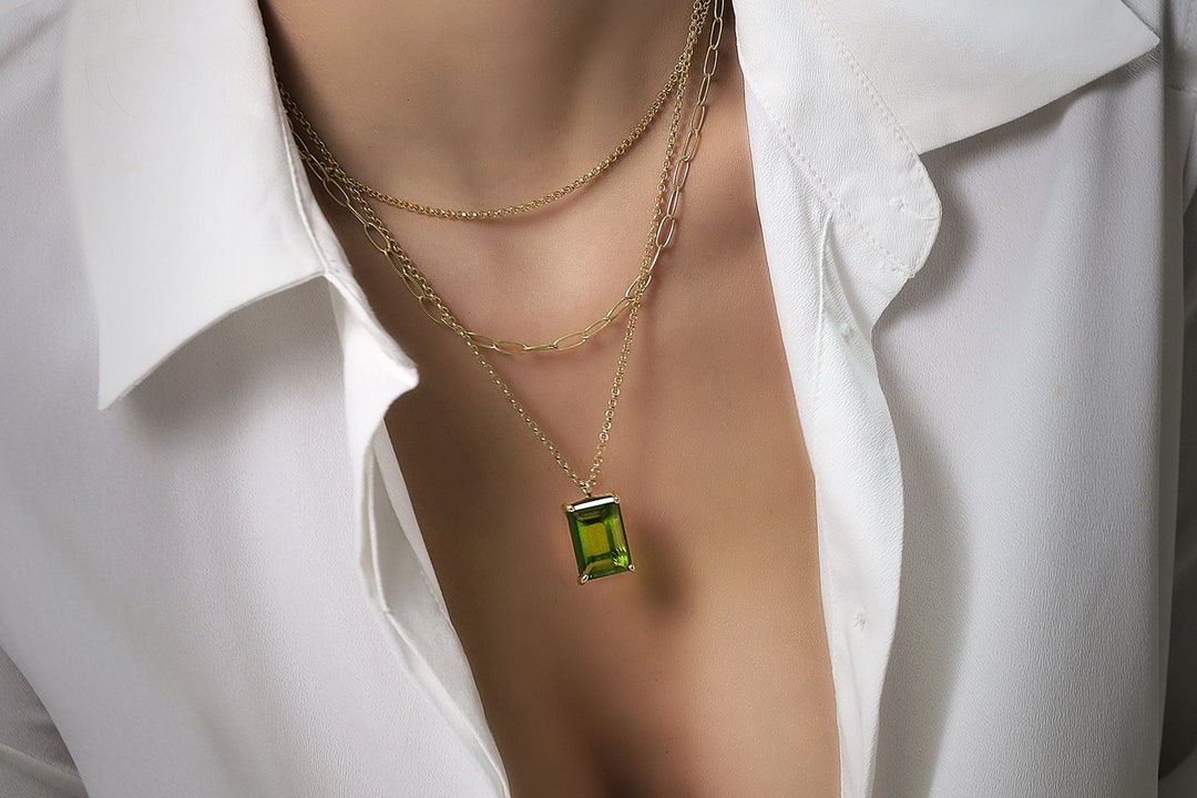 Emerald and sale peridot necklace