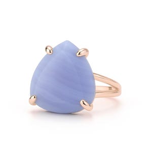 14 Karat Rose Gold Gemstone Ring · Handmade Lace Agate Ring · Trillion Cut Stone Ring · Semiprecious Ring · Rose Gold Filled Ring