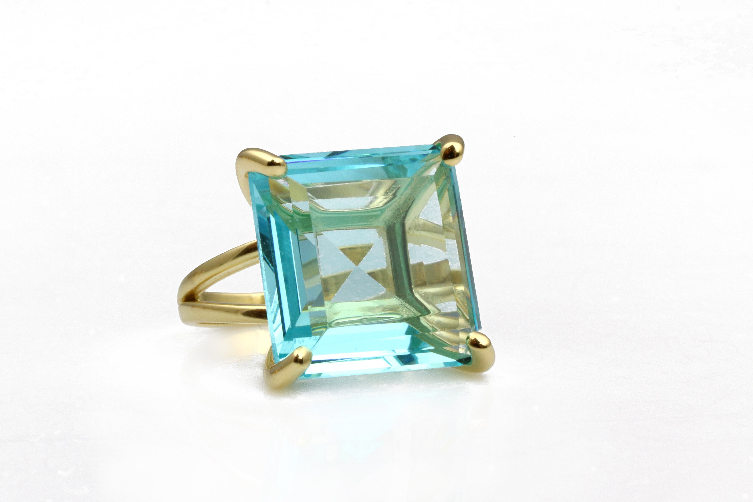 Beautiful Rose Gold Topaz Ring Square Cut Topaz Ring 14k - Etsy