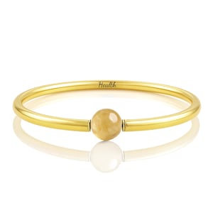 Citrine Tube Gold Bracelet · November Birthstone Bangle Bracelet · Semiprecious Citrine Bracelet for Women · Health and Protection Jewelry