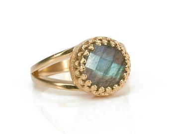 Labradorite Ring · Rose Gold Ring · Gemstone Ring · Delicate Ring · Pink Gold Ring · 14k Gold Filled Ring · Rings For Women
