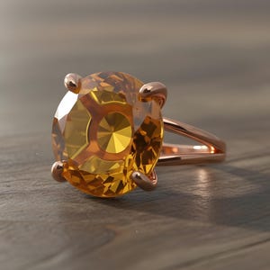 Silver Citrine Ring · Silver Solitaire Ring · 925 Silver Gemstone Ring · November Birthstone Ring · Orange Citrine Ring image 7