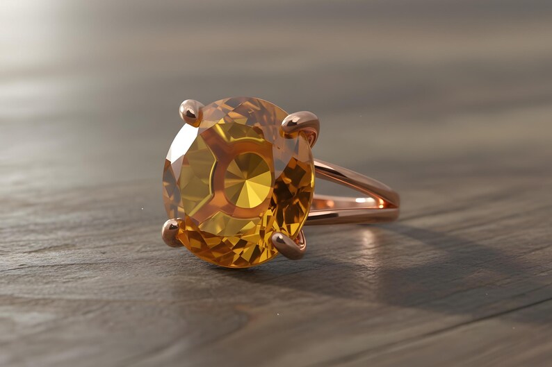 Silver Citrine Ring · Silver Solitaire Ring · 925 Silver Gemstone Ring · November Birthstone Ring · Orange Citrine Ring image 7