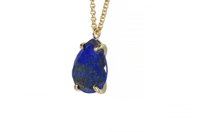Lapis Lazuli Necklace · Pear Pendant Necklace · Gemstone Pendant · Teardrop Necklace · Gold Lapis Necklace · Custom Gold Necklace image 6