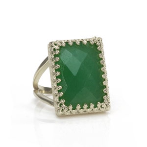 Green Aventurine Ring · Silver Ring · Rectangular Ring · Statement Ring · Rectangle Ring · Vintage Ring · Green Ring · Graduation Ring