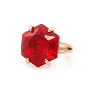 Bridal Ruby Ring  · Pink Rose Gold Large Cocktail Ring · July Birthstone Ring · Handcrafted Ring For Parties · Wedding Ring Ruby