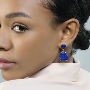 Lapis Lazuli Earrings For Women · Lapis Earrings Gold · Natural Lapis Lazuli Earrings · Gemstone Earrings Dangle · Gold Earrings For Women