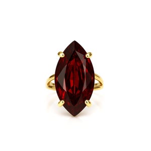 January Birthstone Ring · Garnet Ring · Marquise Ring · 14k Gold Ring · Faceted Red Stone Ring · Garnet Ring For Women · Vintage Garnet Ring
