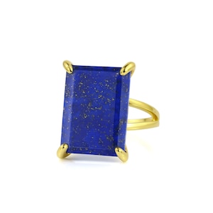 Lapis Ring · Rectangular Ring · Gold Ring · September Birthstone Ring · Cocktail Ring · Statement Ring · Bridal Ring