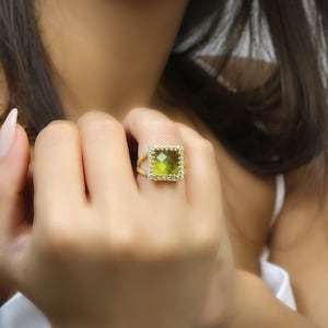 Gold Gemstone Ring · Peridot Ring · August Birthstone Ring · Birthstone Jewelry · Green Stone Ring · 14k Gold Peridot Ring · Handmade Ring
