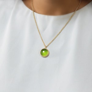 Peridot Necklace · Gemstone Necklace · Green Necklace · August Birthstone Necklace · Long Necklace For Women Gold · Crown Necklace
