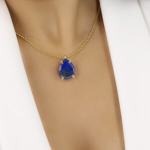 Lapis Lazuli Necklace · Pear Pendant Necklace · Gemstone Pendant · Teardrop Necklace · Gold Lapis Necklace · Custom Gold Necklace image 4