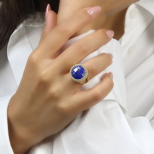 Lapislazuli Ring - Goldring - Blauer Ring - Edelstein-Ring - Halbedelstein-Ring - Vintage-Ring - September Birthstone-Ring