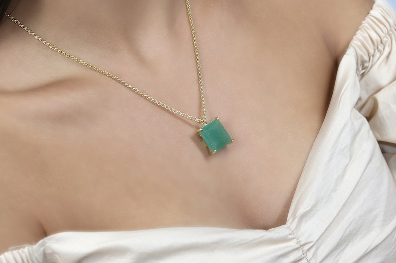 Vert naturel pendentif émeraude diamant mariage collier argent sans chaîne U Vert naturel pendentif émeraude diamant mariage collier argent sans chaîne U