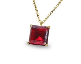 Personalized January Birthstone · Garnet Necklace For Women · January Jewelry · Birthday Garnet Pendant · Gold Gemstone Necklace