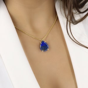Lapis Lazuli Necklace · Pear Pendant Necklace · Gemstone Pendant · Teardrop Necklace · Gold Lapis Necklace · Custom Gold Necklace image 2