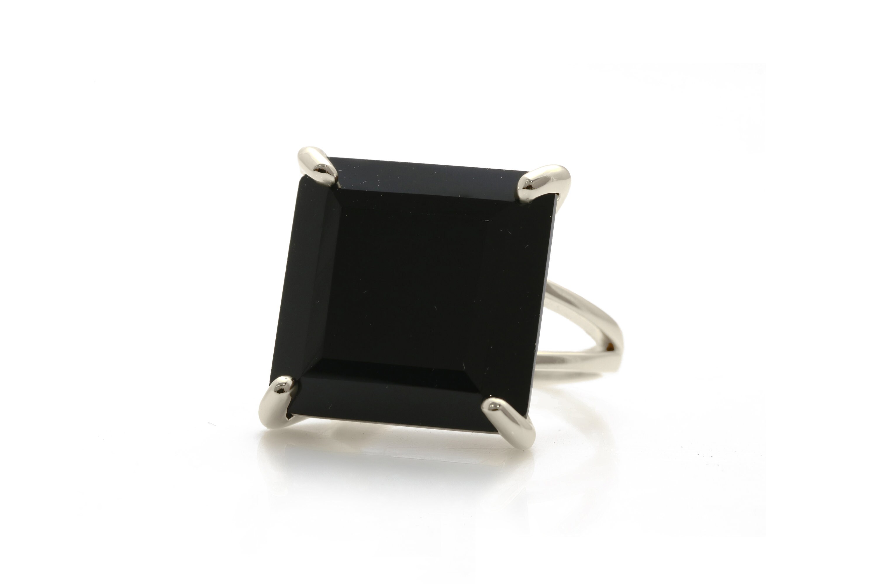 Sterling Silver Ring Square Ring Black Onyx Ring Square Gemstone