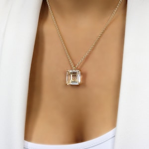 Genuine Quartz Necklace · Square Quartz Pendant · Natural Crystal Quartz Necklace · One of a Kind Necklace · Crystal Necklace